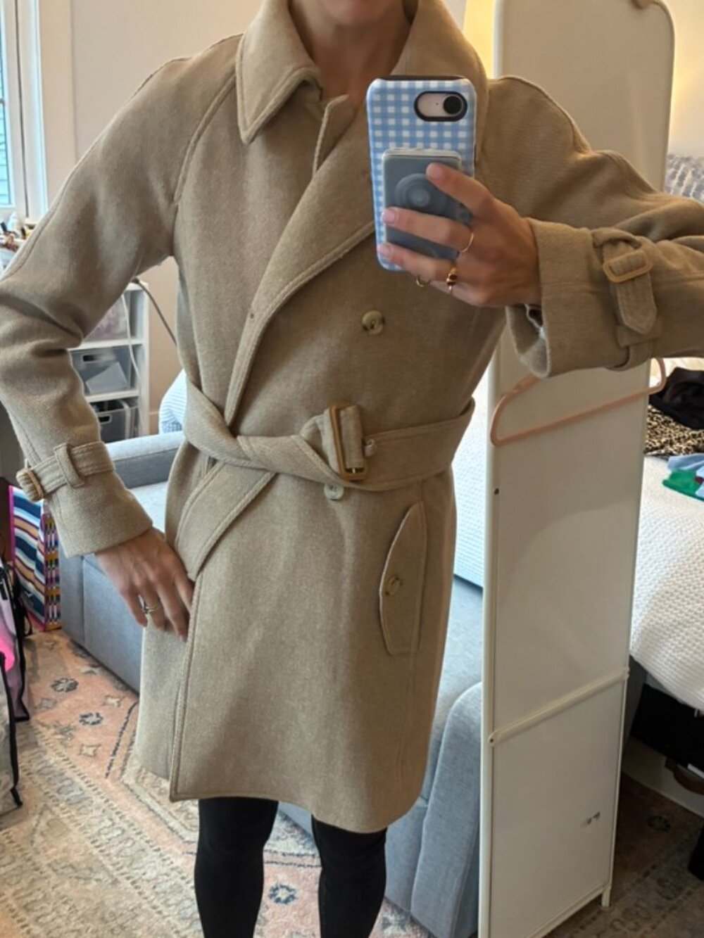 J.Crew Stadium Cloth Wool Boulevard Trench in an Oatmeal color